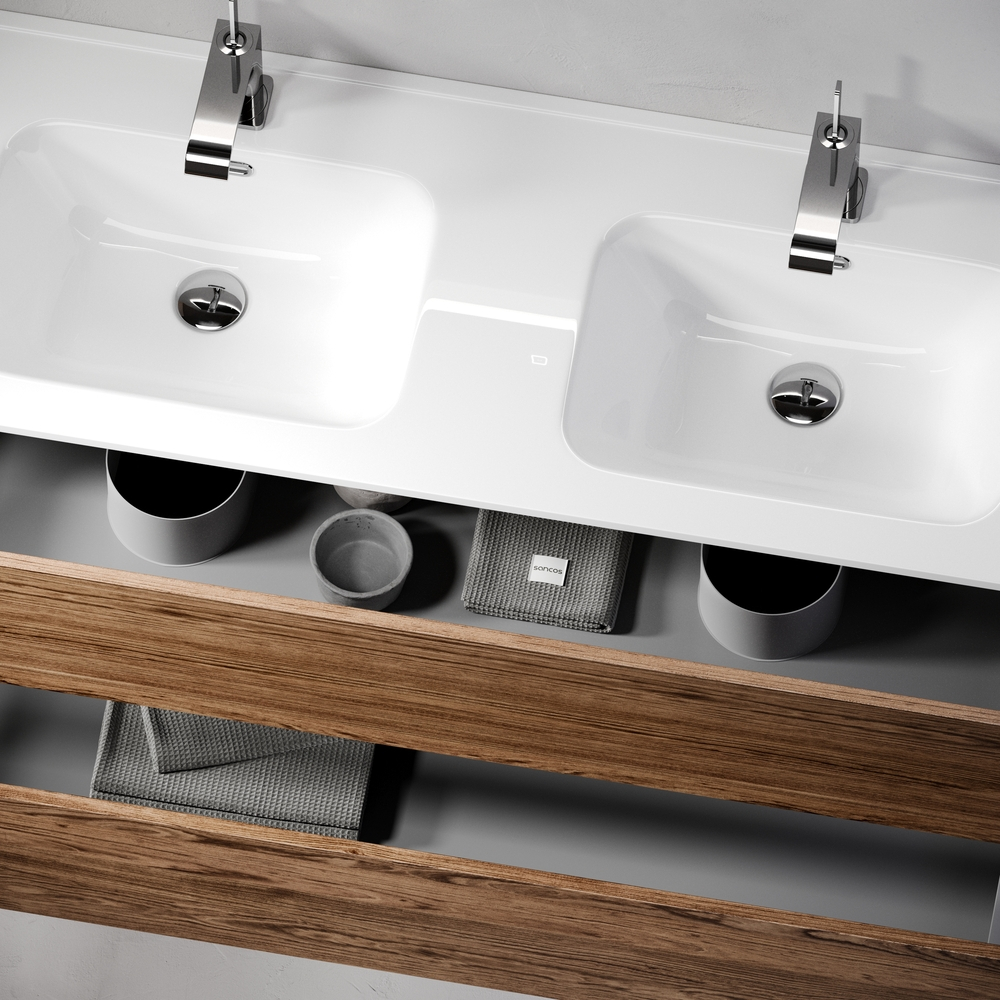 Тумба подвесная под раковину Sancos Urban, дуб чарльстон 1190х450х550, арт. UR120-1ECH