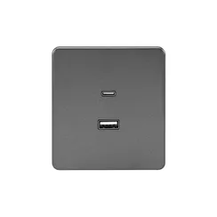 Розетка USB A+C KRANZ Miele Round Титан KR-78-0734-2