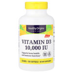 Healthy Origins, витамин D3, 250 мкг (10 000 МЕ), 360 капсул