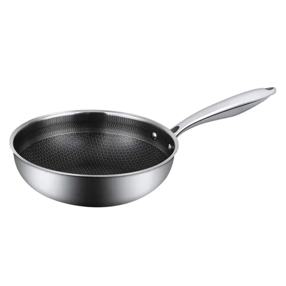 Сковорода Вок (WOK) 28/19 см, h 8,6 см New Kitchen Honeycombs нерж. с антиприг. покр. ИНДУКЦ. P.L.