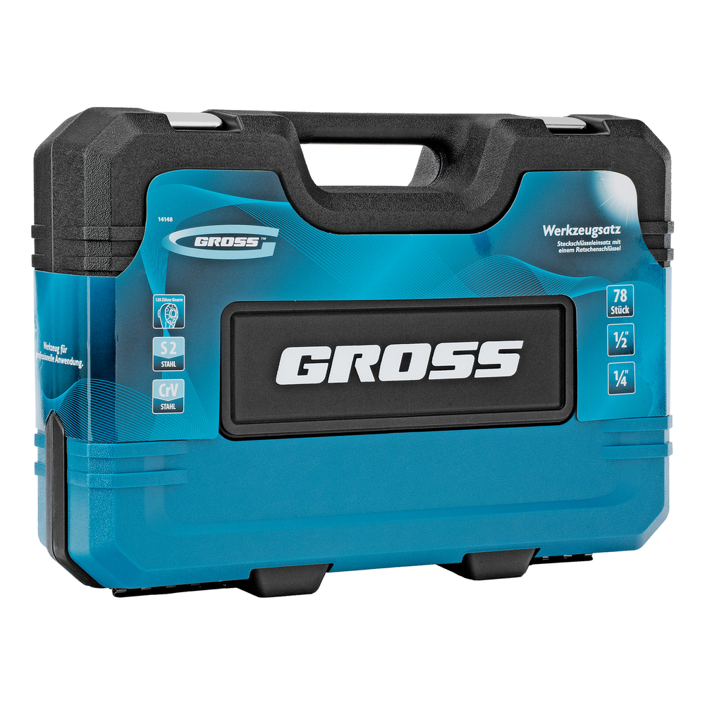 Набор инструментов, 1/4", 1/2", CrV, 120 зубьев, 78 предметов Gross