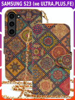 Дизайнерский чехол-книжка для SAMSUNG GALAXY S23 (не ULTRA/ FE/ PLUS!) с отделом для наличных, 3 слотами для карт и подставкой