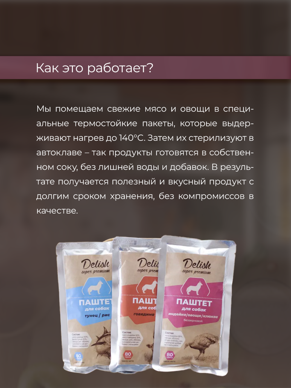 НАБОР Консервы DELISH Super Premium для собак с индейкой, овощами и клюквой (паштет) - 10 шт х 80 гр