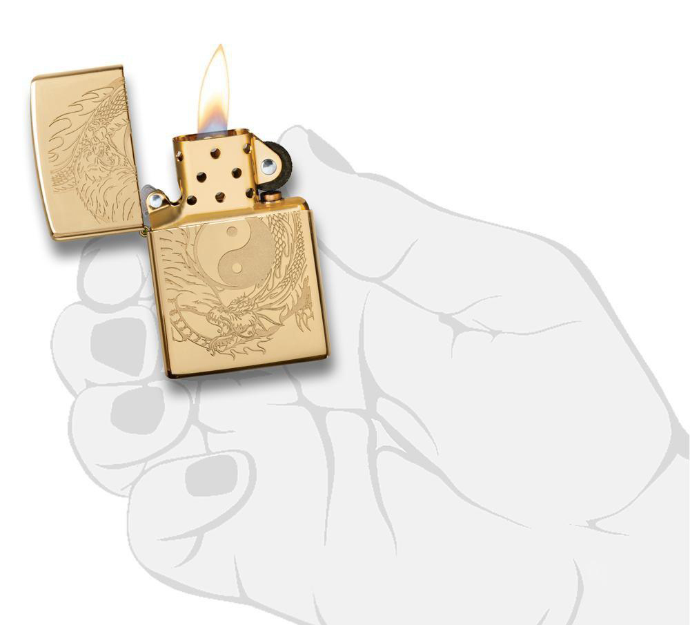 Зажигалка Zippo Classic с покрытием High Polish Brass, латунь/сталь, золотистая, 36x12x56 мм