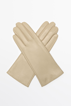 Massimo Dutti Перчатки из кожи наппа, ванильный