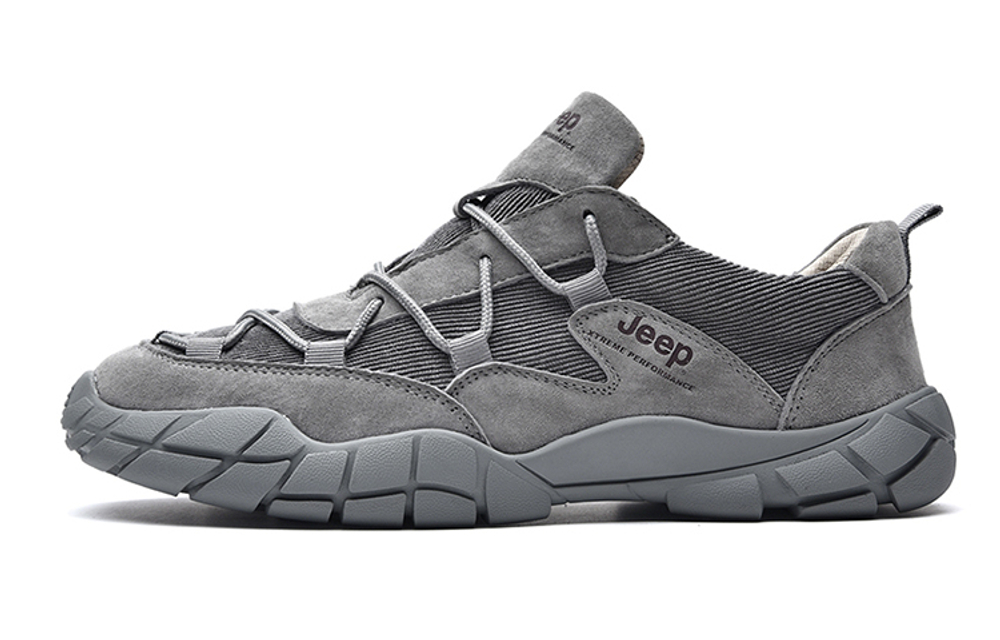 Jeep Hiking And Mountaineering Abrasion Resistant, Breathable, Lightweight Low top Outdoor Shoes Men"s Gray