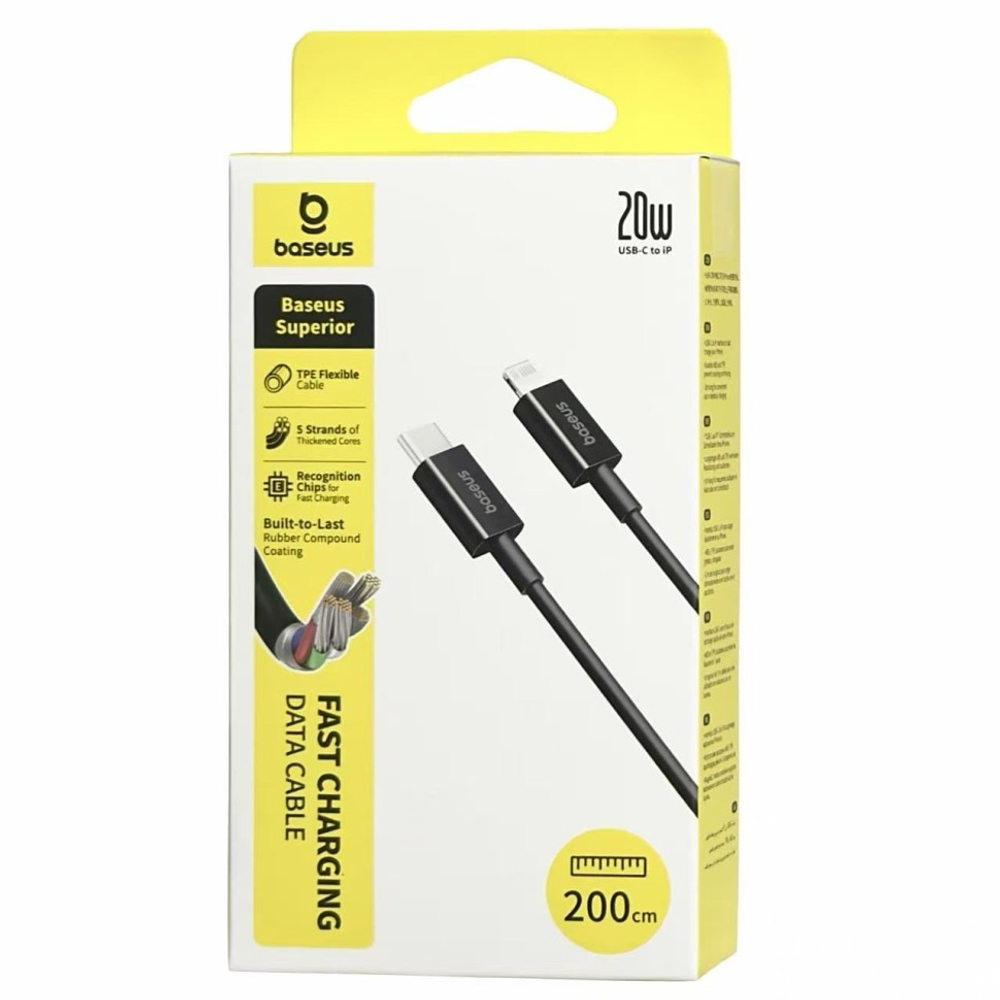 Кабель-зарядка Type-C на Lightning Baseus Superior Series PD 20W 2m CATLYS-C01 черный