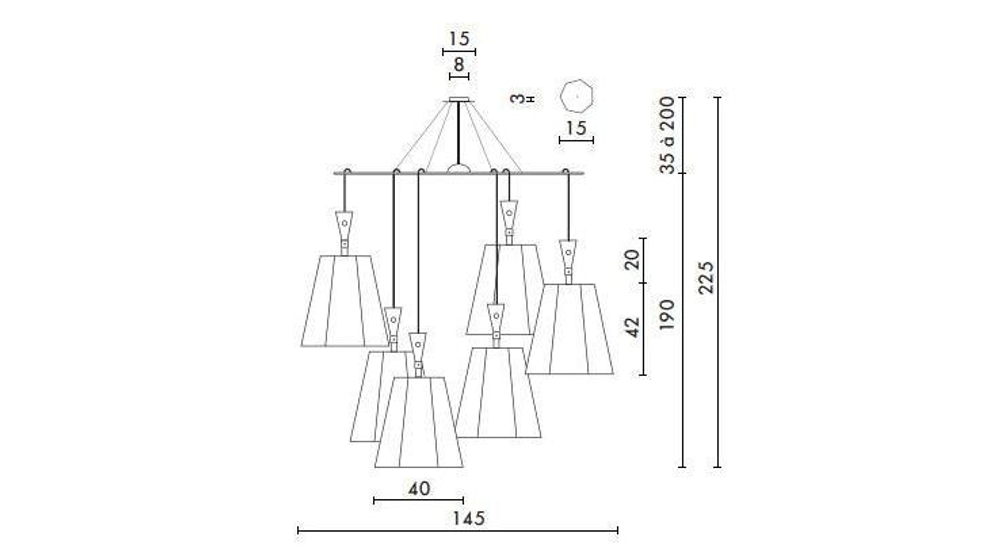 DesignHeure Lu6lasvj — Потолочный светильник Lustre 6 Asymetrique LuXiole