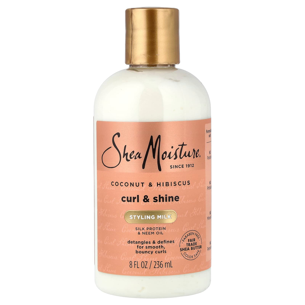 SheaMoisture, Curl & Shine, молочко для укладки волос, кокос и гибискус, 236 мл (8 жидк. унций)