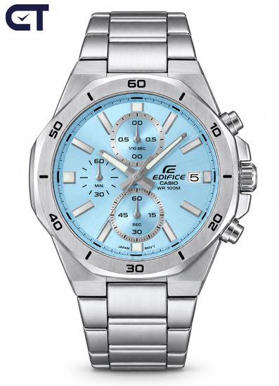 CASIO EFV-640D-2BVUDF EDIFICE мужские наручные часы — хронограф с восьмиугольным безелем и синим циферблатом