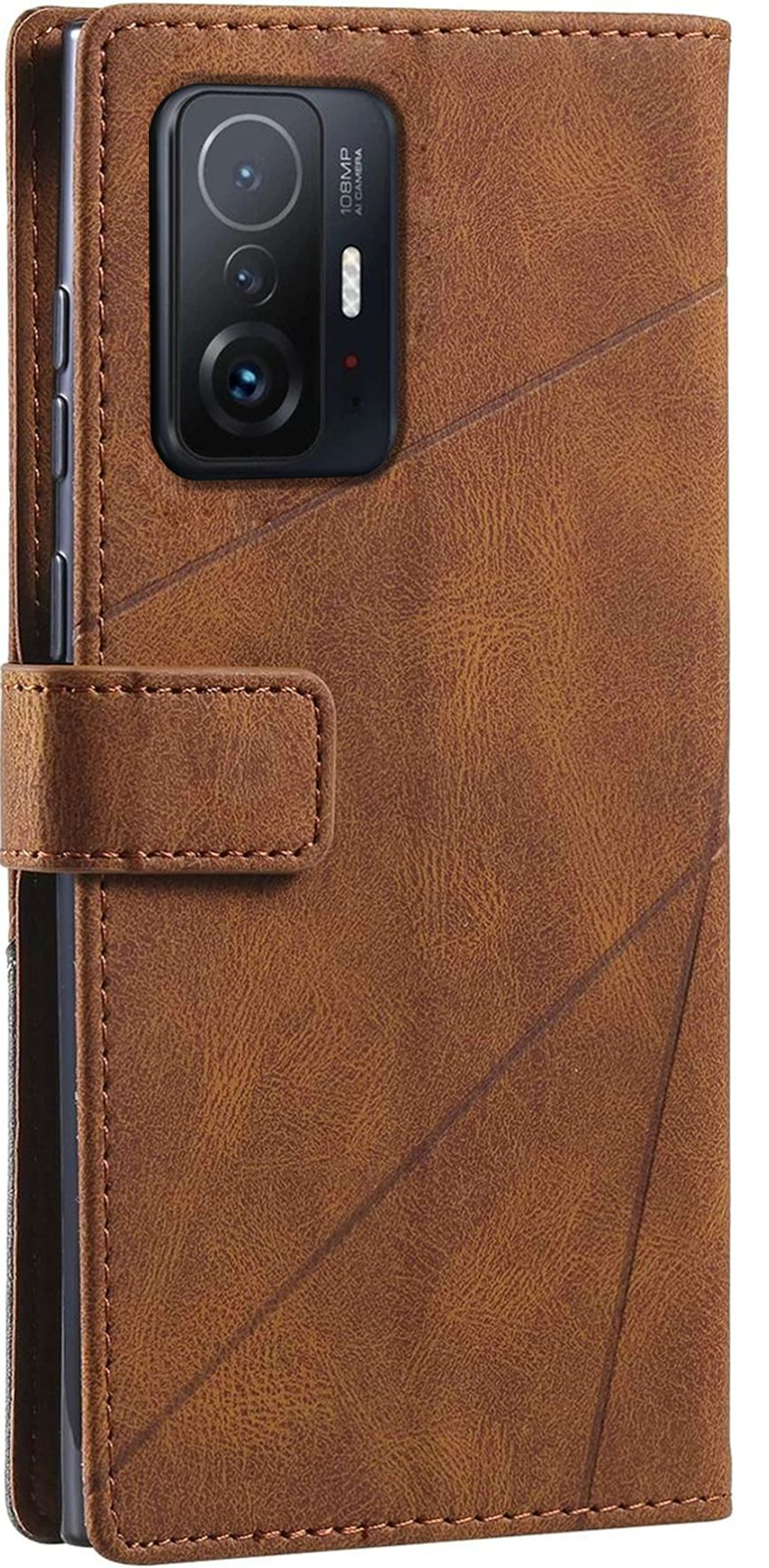 Дизайнерский чехол-книжка из кожи для XIAOMI 11T PRO / 11T с отделом для наличных, 3 слотами для карт и подставкой