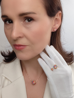 Клипсы Разноцветные шарики с кристаллами Swarovski