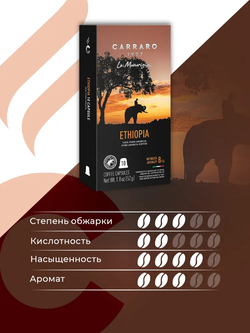 цена Кофе в капсулах Carraro Ethiopia, 10 капсул для кофемашин Nespresso (Карраро)