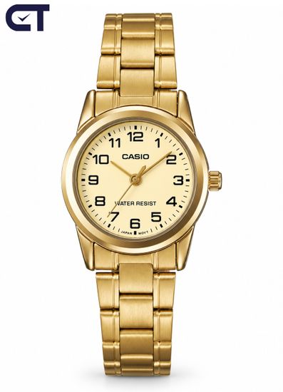 CASIO LTP-V001G-9B CASIO Collection женские наручные часы — золотистый монохром, тонкий корпус и винтажная элегантность