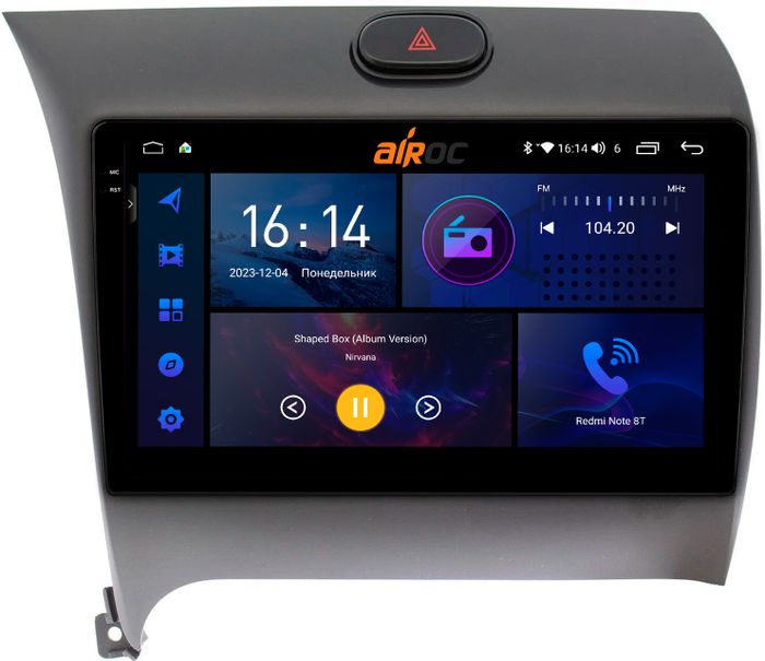 Магнитола для KIA Cerato 2013-2018 - AIROC 2K RI-2316 Android 12, Быстрая, QLed+2K, CarPlay, SIM-слот