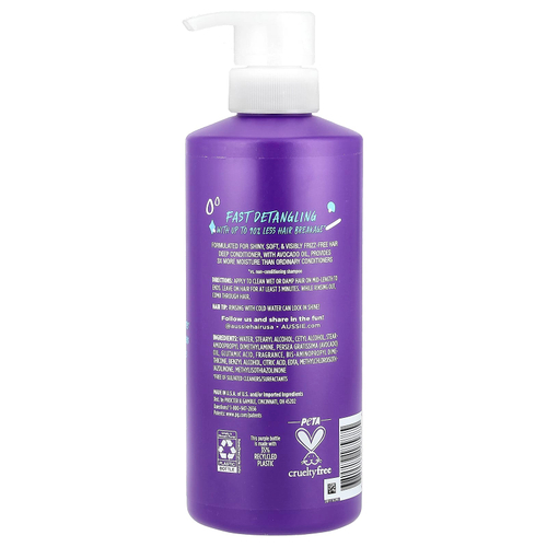 Aussie, 3 Minute Miracle Moist, кондиционер для глубокого распутывания волос с маслом авокадо, 475 мл (16 жидк. Унций)