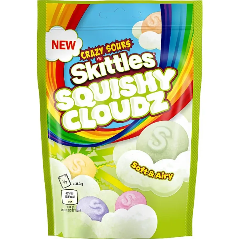 *Жев конфета Skittles   94гр Squishy Cloud Pouch Sour Кислые (18) 8589