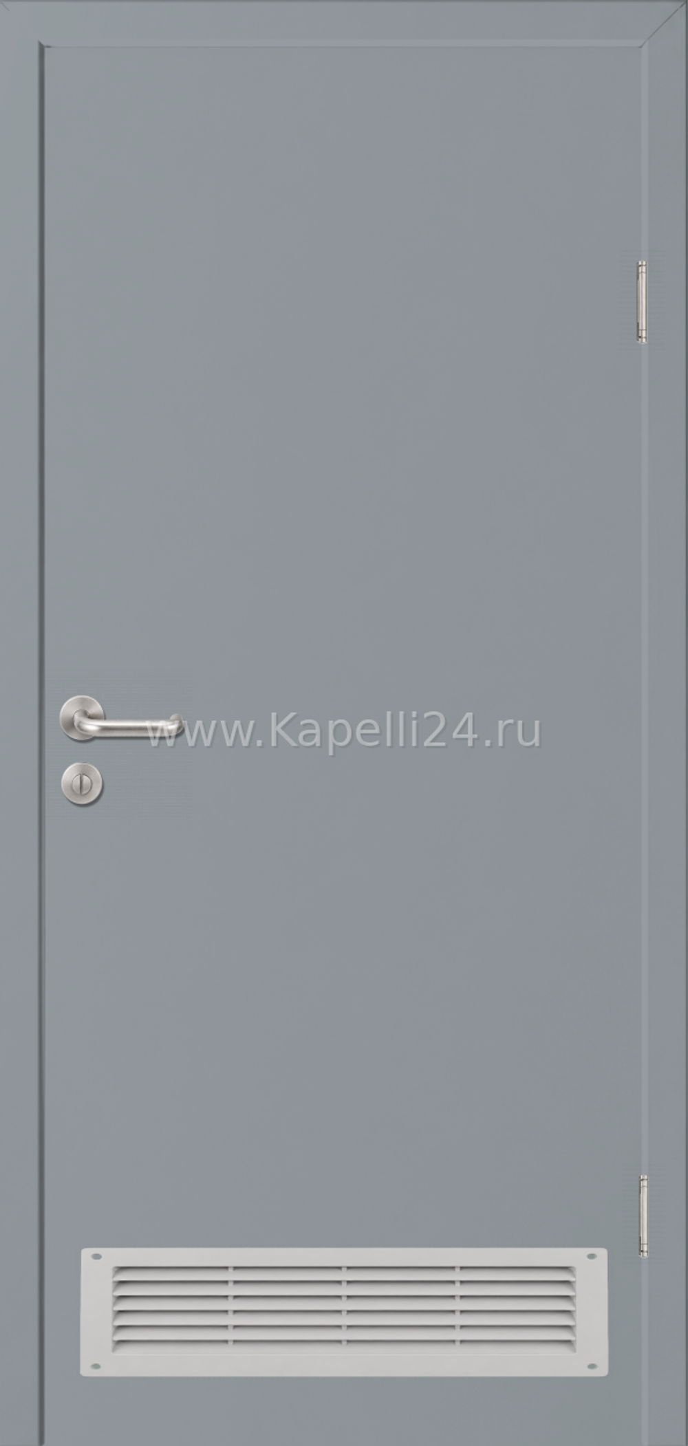 Влагостойкая Дверь Капель однопольная Телегрей 2 RAL 7046 Вентиляционная решетка серая