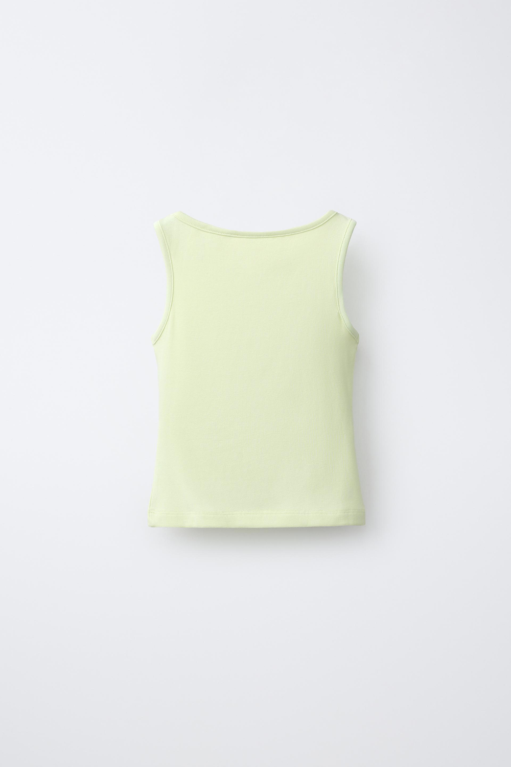 ZARA ОДНОТОННЫЙ ТОП ИЗ МОДАЛА, ЛАЙМОВЫЙ