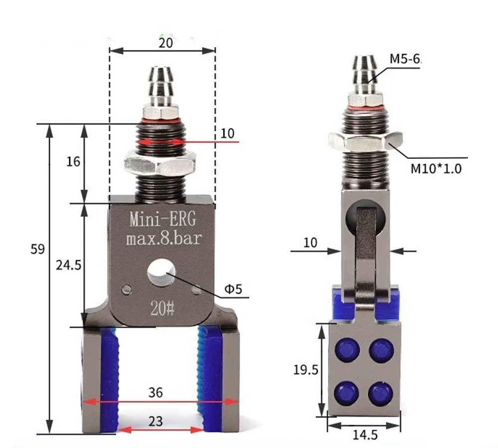 Mini–erg–20 # (clamping range: 8-21mm) no detection model