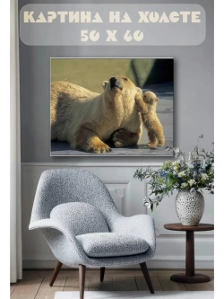 Картина на стену 40 X 50 Белые медведи