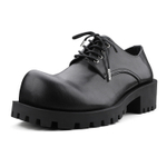 HANQIAORIJI Black Blood Collection Cow Split Leather Casual Shoes Men"s Black