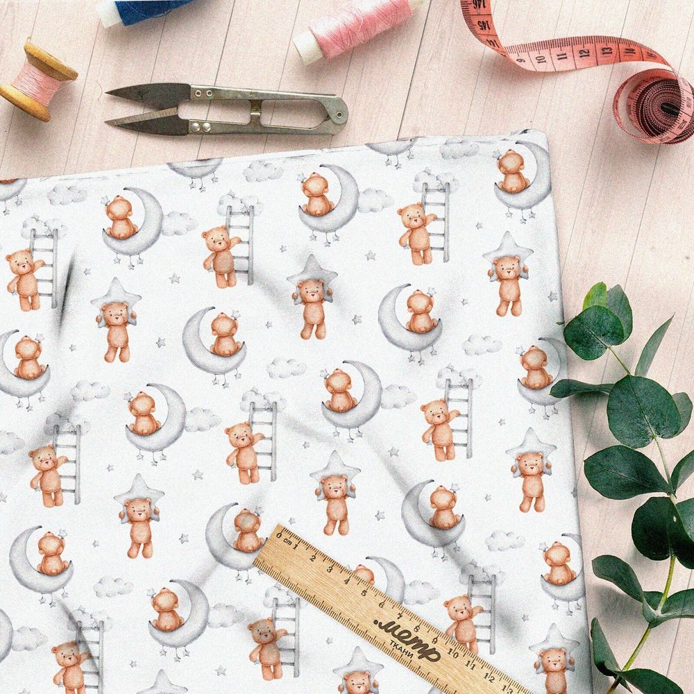 Ткань шифон медвежонок на луне