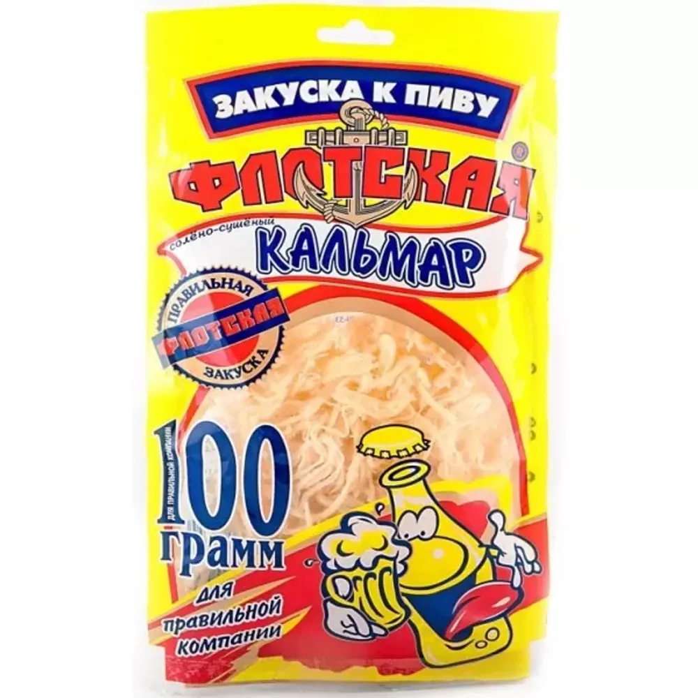 Кальмар ТМ Флотская солено-сушеный 100г