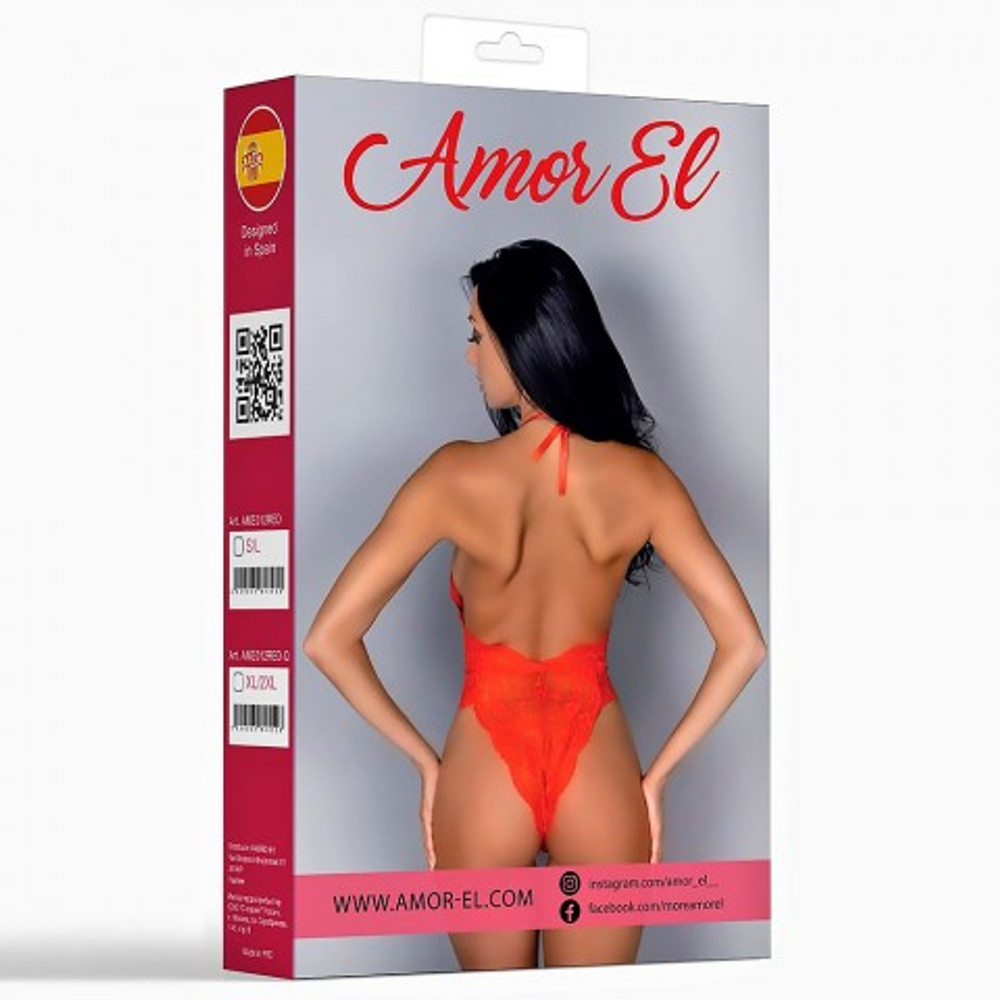 Боди эротический кружевной Amor El Felisa, красный S/M