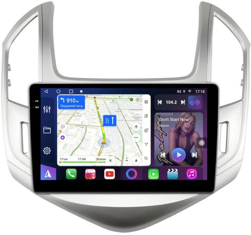 Магнитола для Chevrolet Cruze 1 2012-2015 (рамка серебро) - FarCar S400-TS18 монитор 9.5" QLED на Android 14, CarPlay, 4G SIM-слот