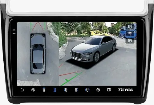 Магнитола для Volkswagen Polo 5 2009-2020 (рамка черная глянцевая) - Teyes CC3-2K-360 на Android 10, Быстрая, 2K QLED, CarPlay, 4G SIM-слот, 4 камеры в комплекте