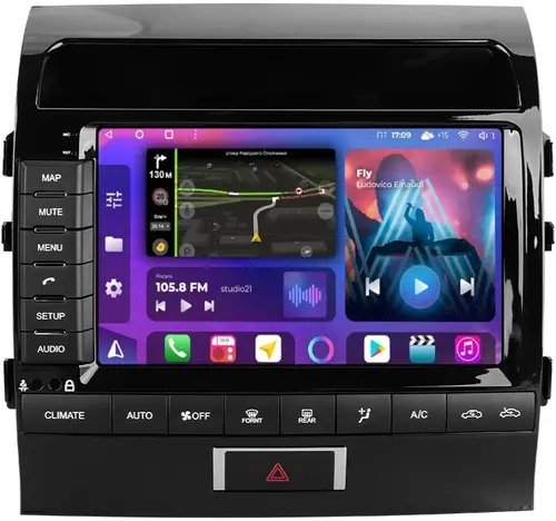 Магнитола для Toyota Land Cruiser 200 2012-2015 (климат на ШГУ) - FarCar S500-TS10 монитор 9.5" QLED на Android 14, Быстрая, CarPlay, 4G SIM-слот