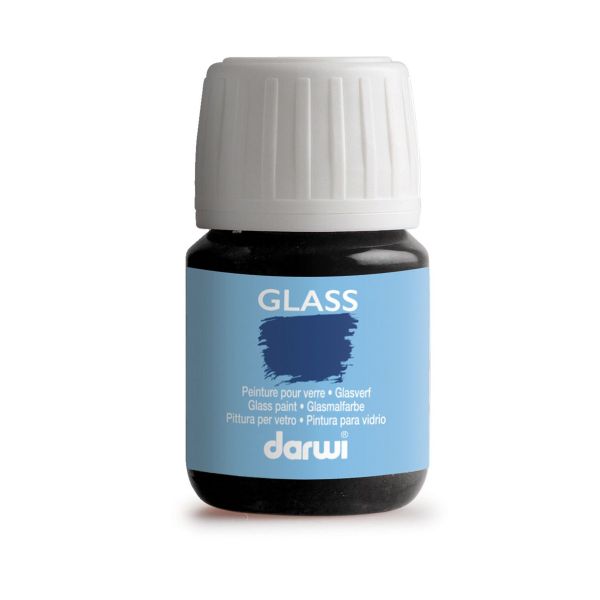 Краска акриловая для стекла Glass, 30 мл, Darwi, 100 черный