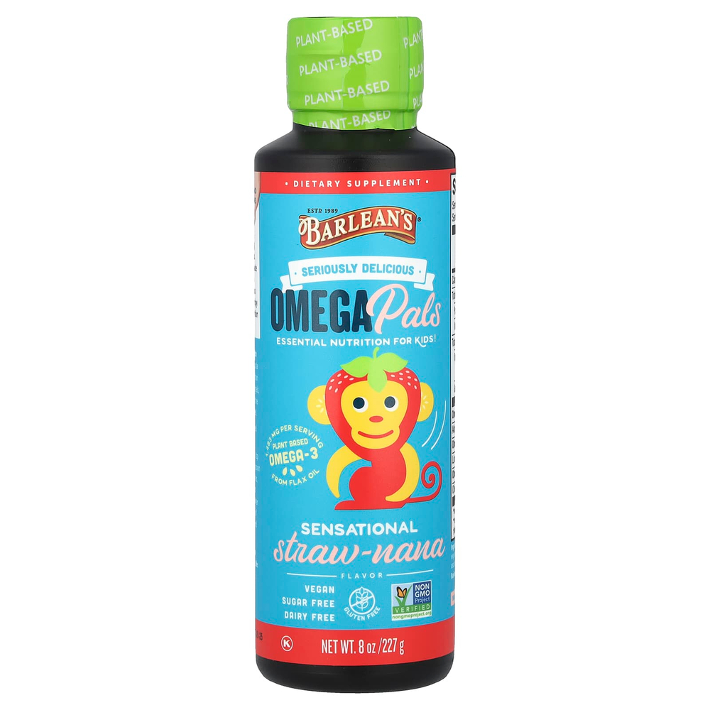 Barlean's, Omega Pals, необходимое питание для детей, Sensational Straw-Nana, 227 г (8 унций)
