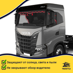 Ламбрекен с косынками стеганые Iveco (экокожа, черный, красная лапша)