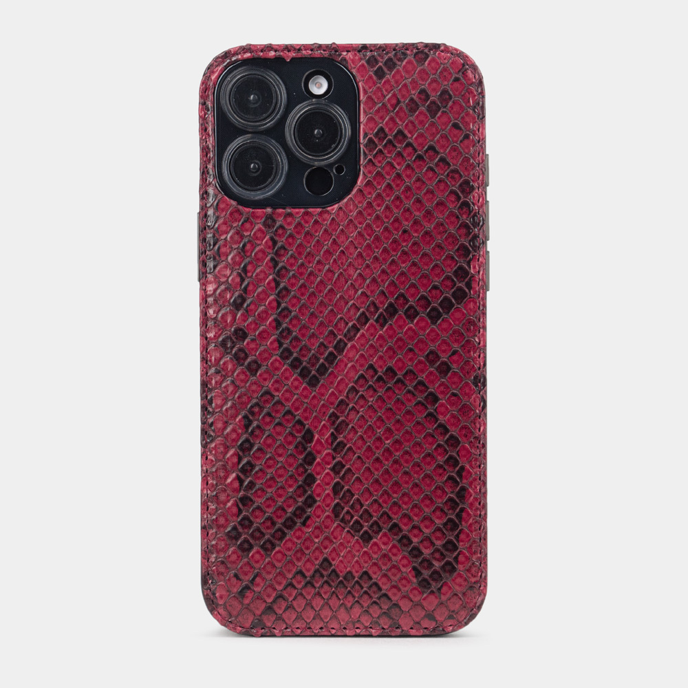 Чехол-накладка для iPhone 16 Pro Max из кожи питона, цвета малины