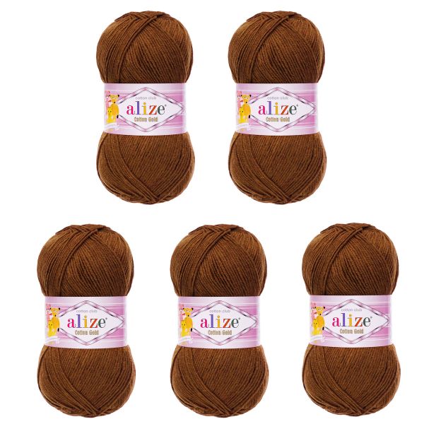 Пряжа Alize (Ализе) Cotton Gold / уп.5 мот. по 100 г, 330м, 690 черепичный А