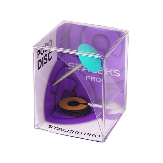 Диск педикюрный пластиковый скошенный PODODISC STALEKS PRO S в комплекте с сменным файлом-кольцом 180 грит 5 шт. (15 мм)