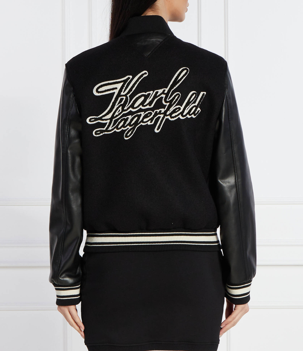 Хлопковая куртка бомбер Karl Lagerfeld - черный(240W1415)