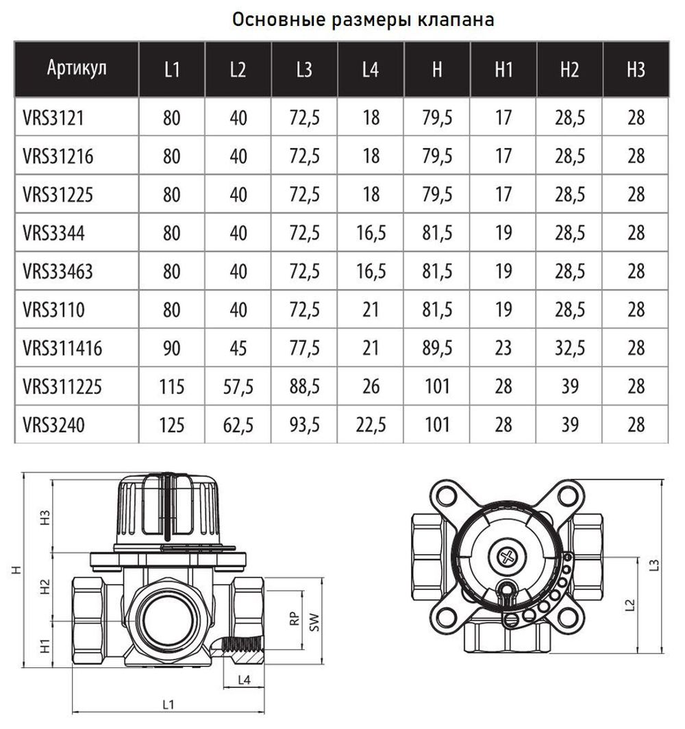 Трехходовой поворотный клапан Wester 1 1/2 Kvs 25 ВР, VRS311225 (0-04-2014)