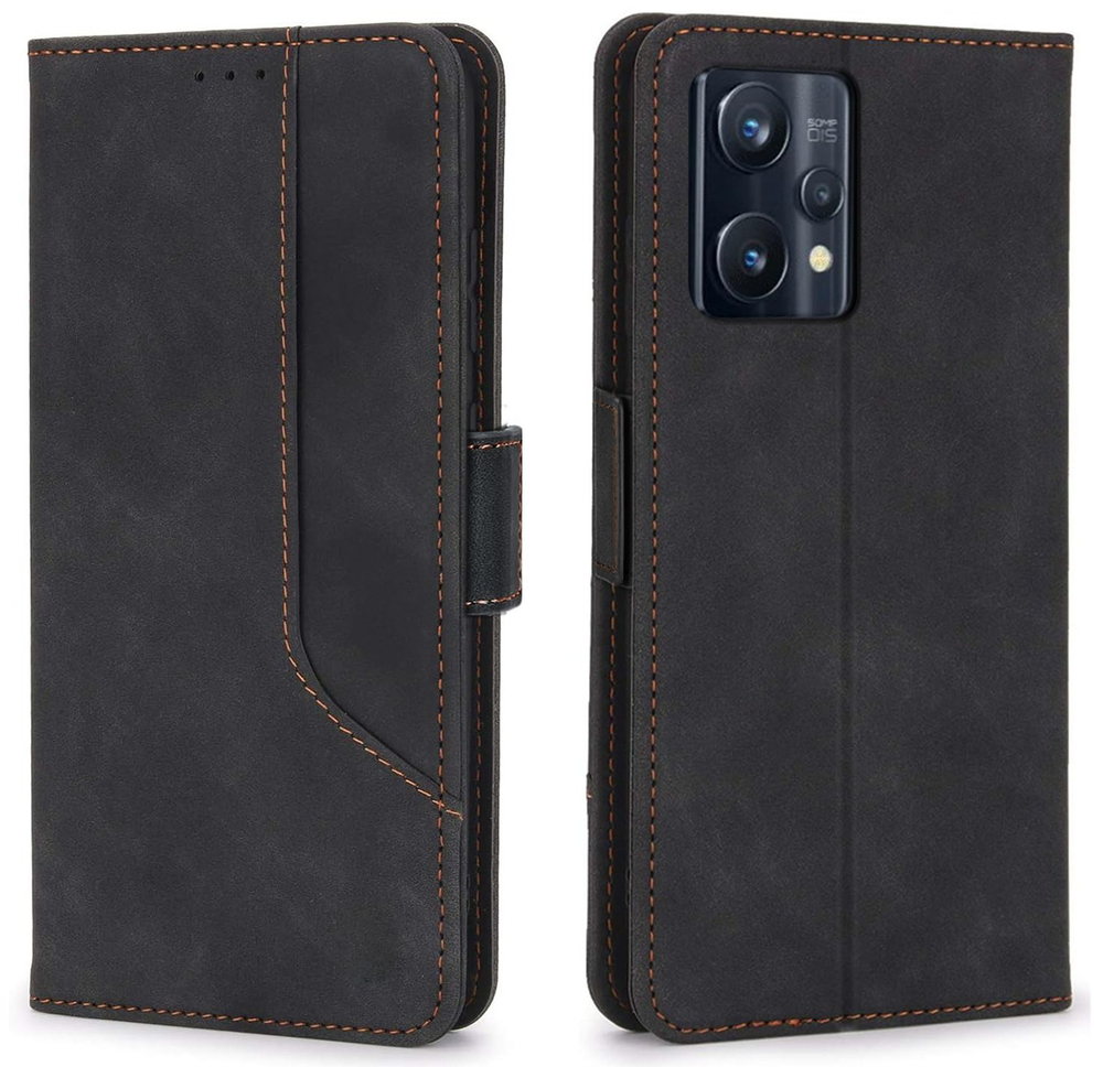 Стильный чехол-книжка из кожи для REALME 9 PRO+ и 9 4G (3521) с отделом для наличных, 3 слотами для карт и подставкой