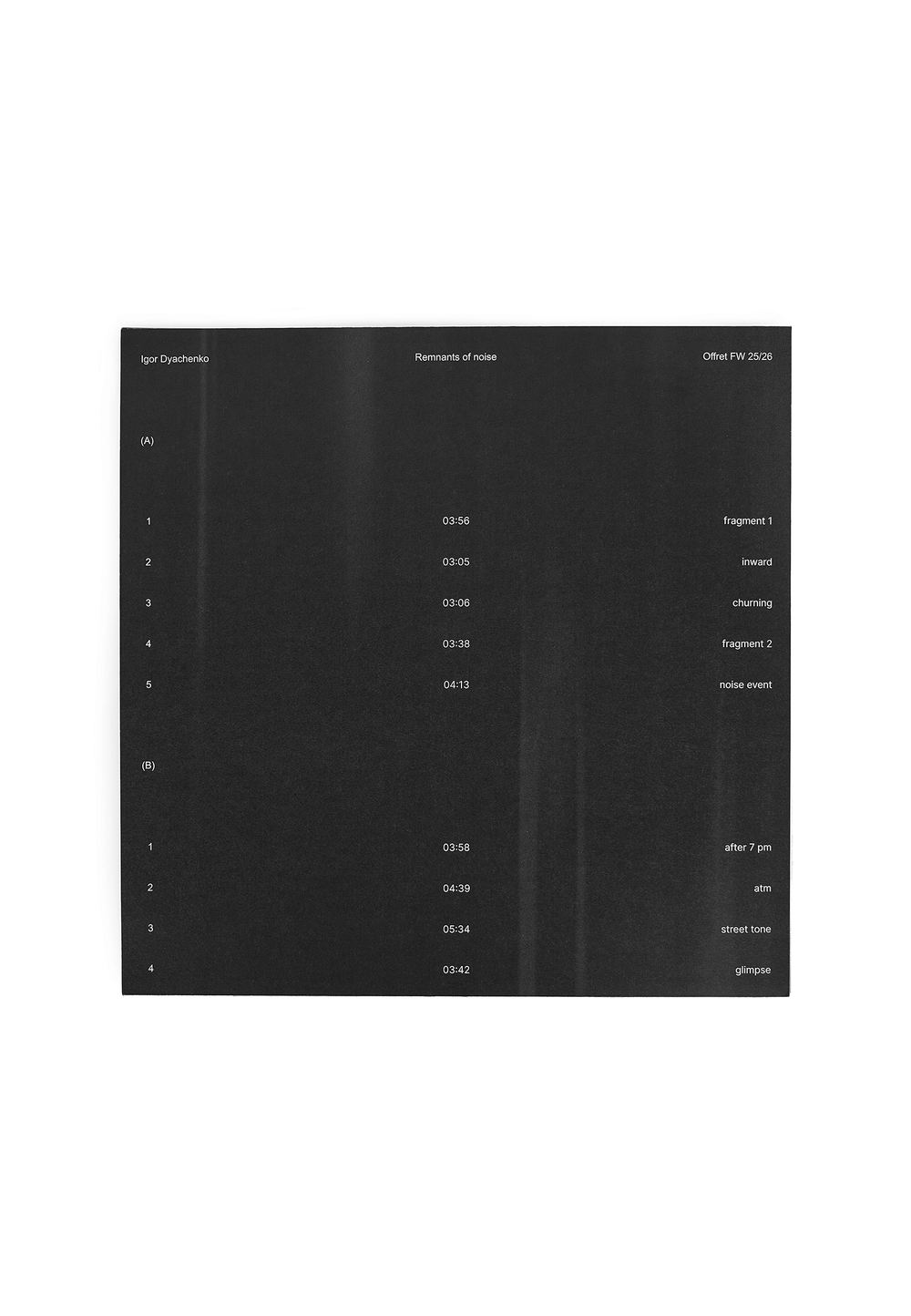 Виниловая пластинка Remnants of Noise