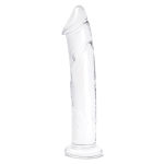 Большой стеклянный стимулятор 12’’ Glass Dildo With Veins & Flat Base - 28 см. (Цвет: прозрачный)
