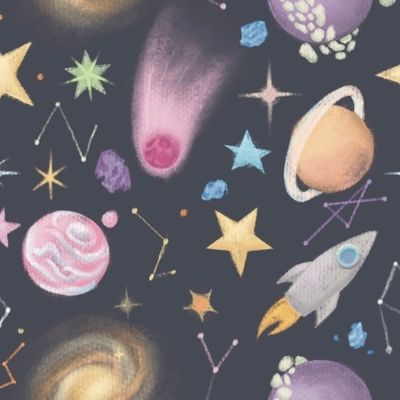 Космические объекты на темном фоне