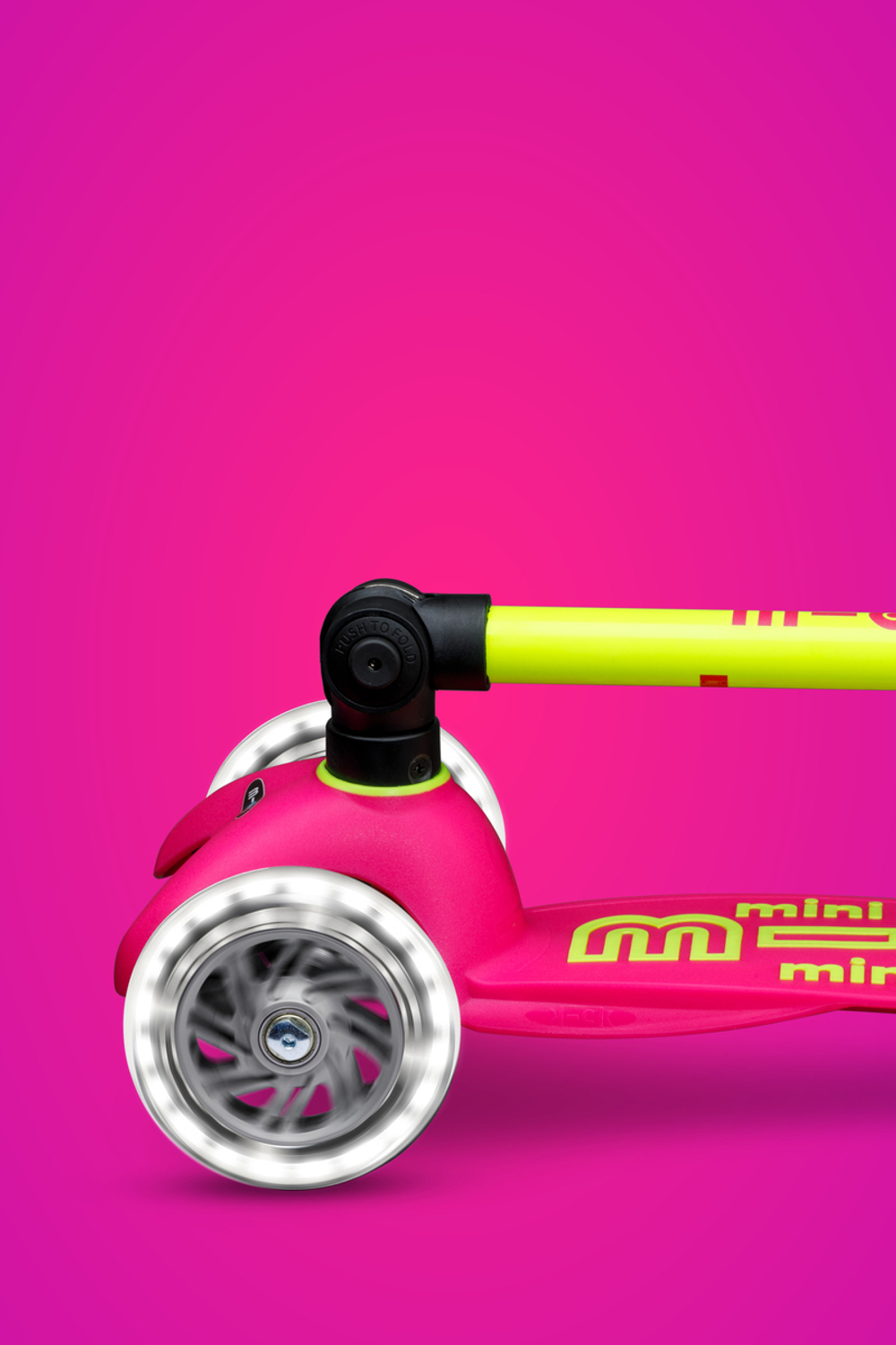 Самокат Mini Micro Deluxe складной LED, неоновый розовый/желтый