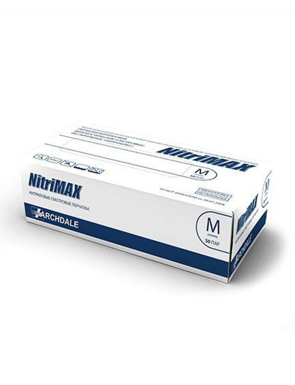 Перчатки нитриловые NitriMAX белые 3,9гр M (уп.50пар)