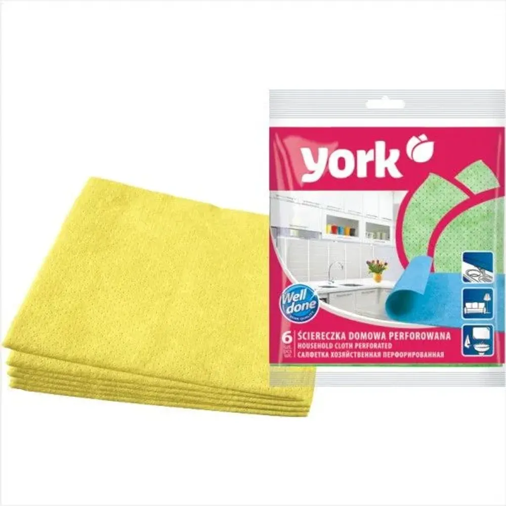 Салфетка вискозная перфорированная YORK 6шт. (34см)