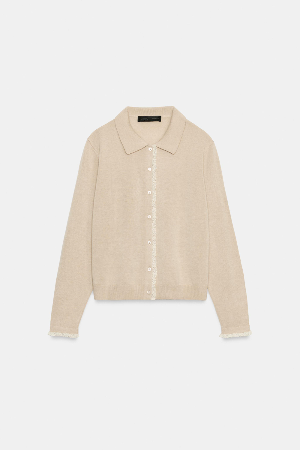 КАРДИГАН С КОНТРАСТНЫМ КРУЖЕВОМ — ZARA