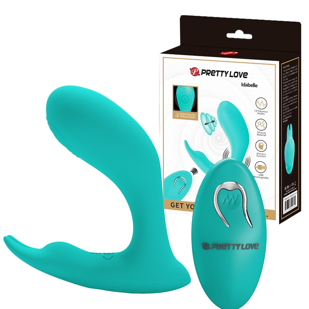 Бирюзовый стимулятор G-точки 10,1см с пультом ДУ Pretty Love Idabelle BI-300052W-1
