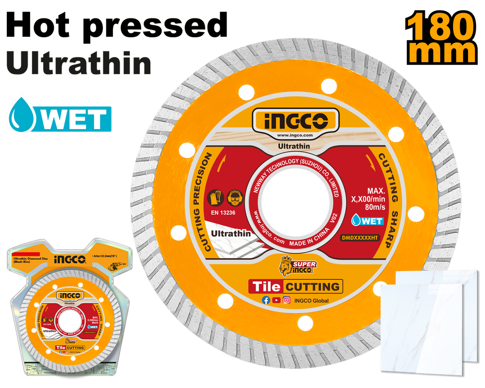 Диск алмазный ультратонкий турбо INGCO DMD031801HT INDUSTRIAL 180х22,2/20 мм Диск алмазный ультратонкий турбо INGCO DMD031801HT INDUSTRIAL 180х22,2/20 мм